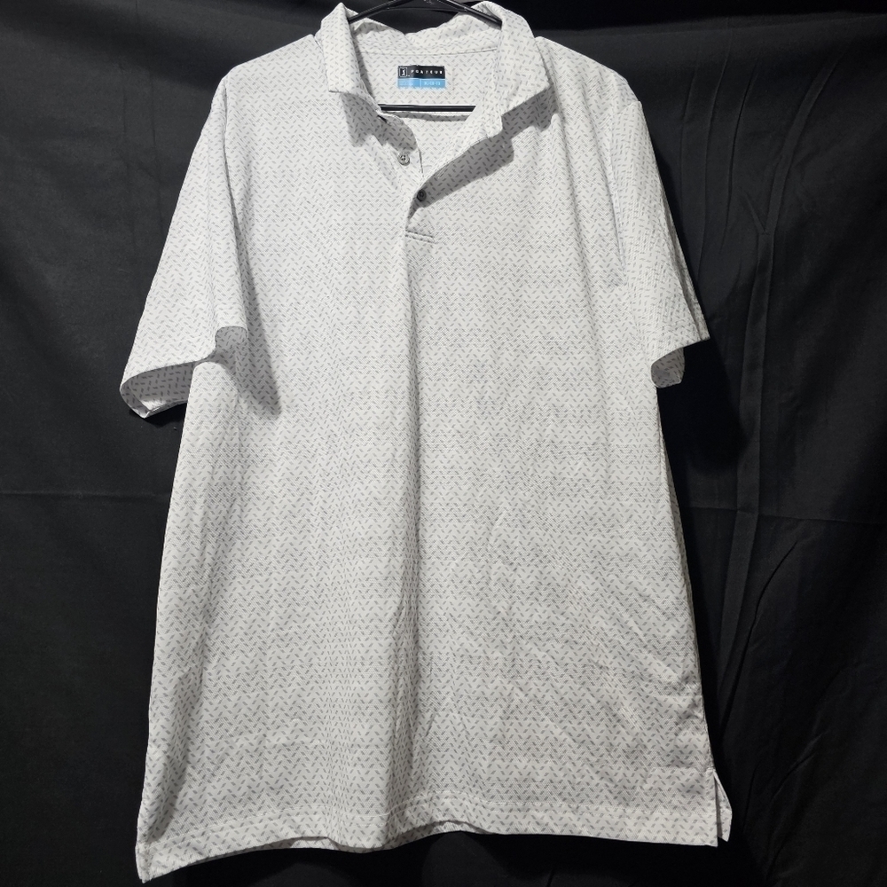 PGA Tour XL short sleeve white and gray polo emblem on the sleeve